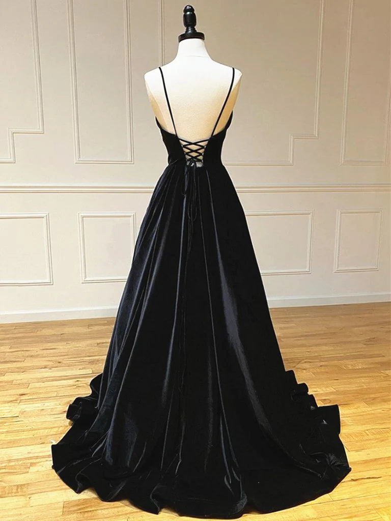 Vestidos formales Weitese para mujer, vestidos largos de fiesta de terciopelo negro con cuello en V, vestidos largos de noche formales negros con cuello en V, vestidos de graduación, tiendas de vestidos de fiesta